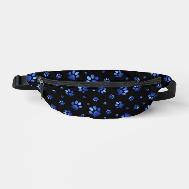  Paws print sparkle blue glitter, Fanny Pack (Front)