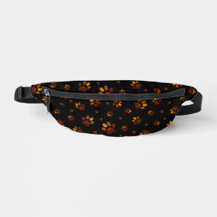  Paws print sparkle brown gold glitter, Fanny Pack