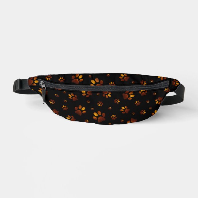  Paws print sparkle brown gold glitter, Fanny Pack (Front)