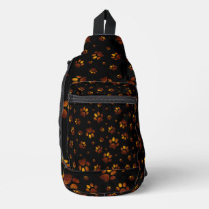 Paws print sparkle brown gold glitter, Sling Bag