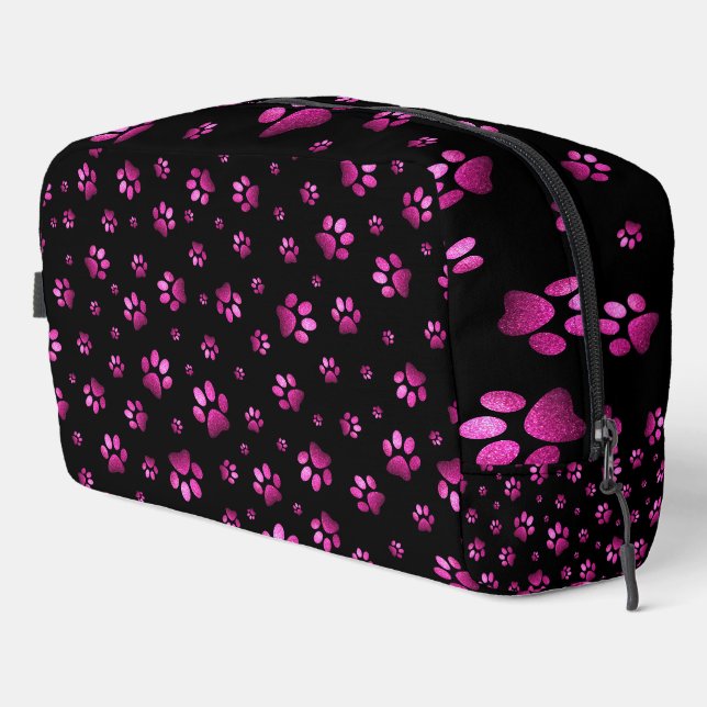  Paws print sparkle pink glitter, Dopp Kit (Right Corner)