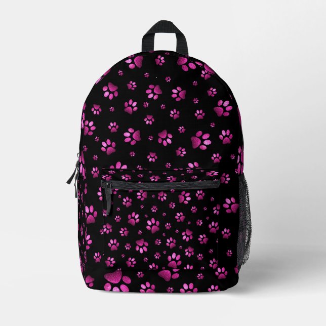  Paws print sparkle pink glitter, Printed Backpack (Front)