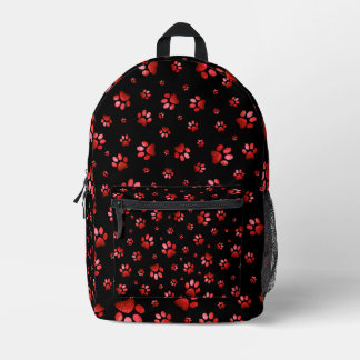  Paws print sparkle red glitter, Printed Backpack