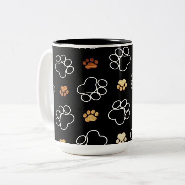 Paws Prints   Two-Tone Coffee Mug (Front Left)