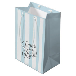 'Paws, Relax, Repeat.' Blue And White Striped Medium Gift Bag