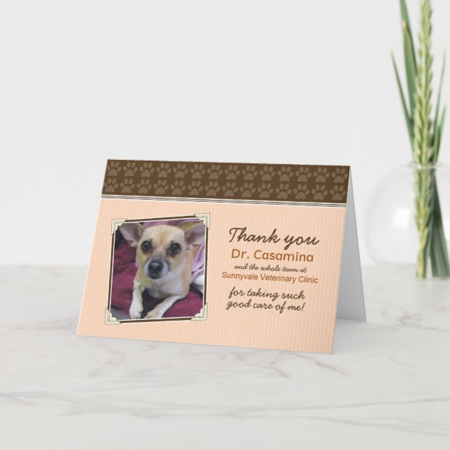 Paws Thank You Card for the Vet (peach/brown) (Front)