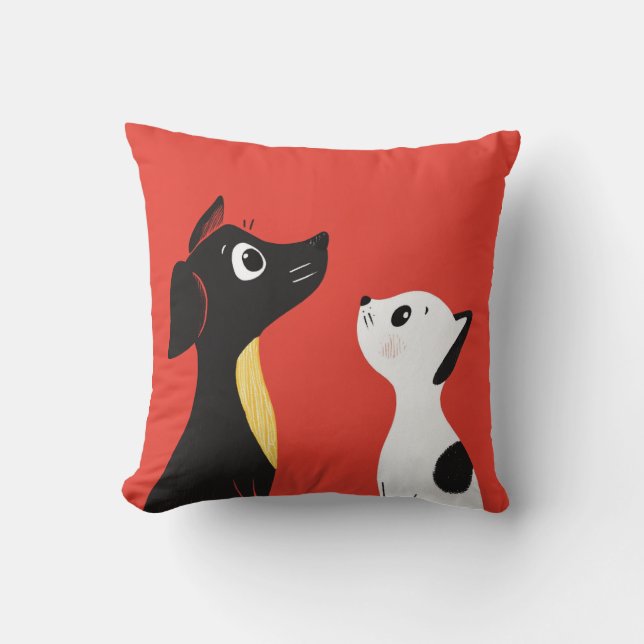 Paws & Whiskers Throw Pillow (Front)