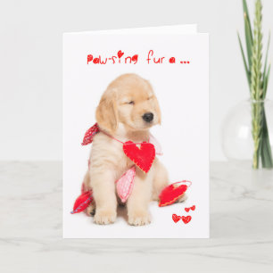 Pawsing fur a Kiss Puppy Valentine Holiday Card