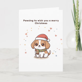 Pawsing to Wish You a Merry Christmas Cute Puchi Card