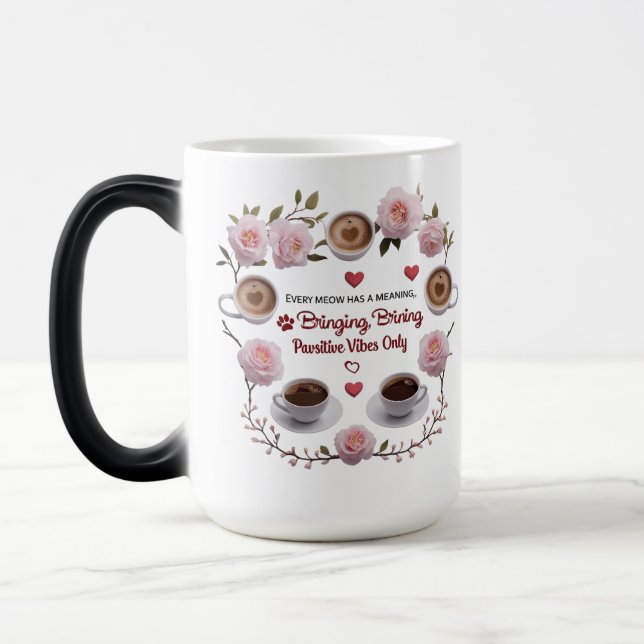 Pawsitive Bloom – Heartfelt Coffee Magic Morphing  Mug (Left)