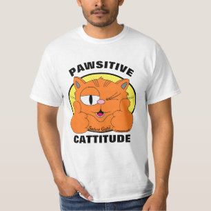 PAWSITIVE CATTITUDE Positive Attitude Cat Pun T-Shirt