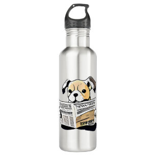 Pawsitive News Dog Reading Newspaper T-Shirt 710 Ml Water Bottle