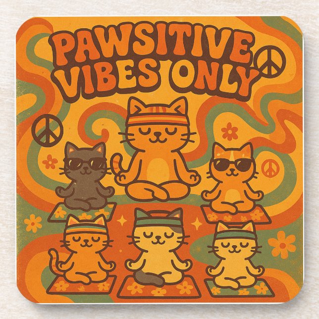 Pawsitive Vibes Only Coaster (Front)
