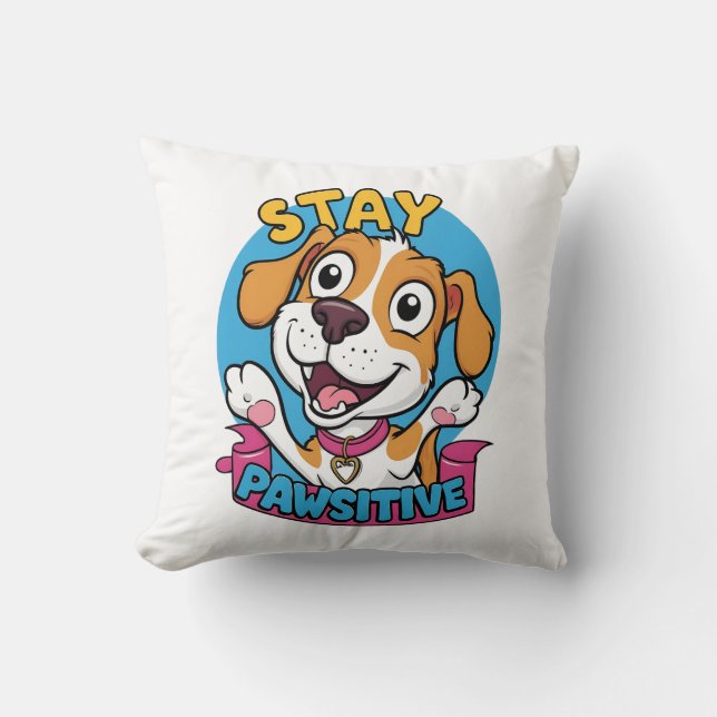 Pawsitive vibes throw pillow (Front)