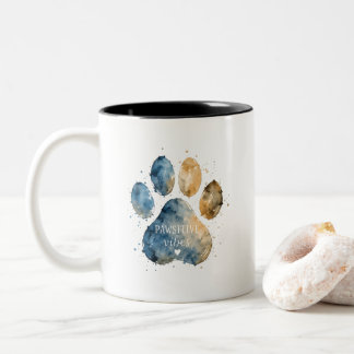 Pawsitive Vibes Watercolor Paw Two-Tone Coffee Mug
