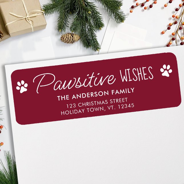 Pawsitive Wishes Christmas Pet Dog Return Address (Creator Uploaded)