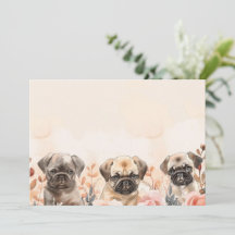 Pawsitively Adorable three Watercolor Pugs