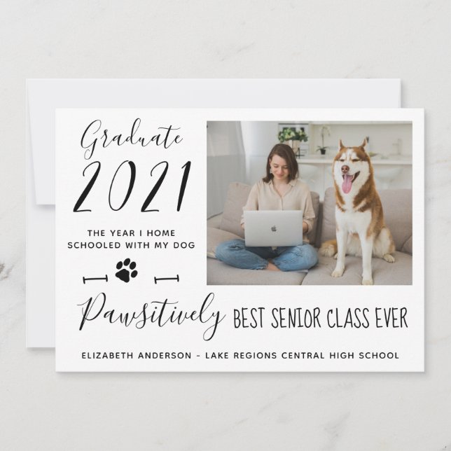 Pawsitively Best Senior Class 2021 Graduate Photo  Announcement (Front)