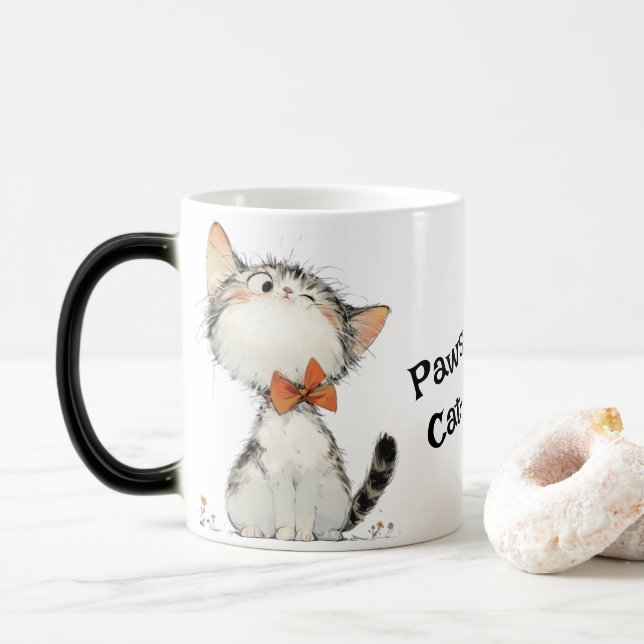 Pawsitively Cat-titude Coffee Mug - Sip with Sass (With Donut)