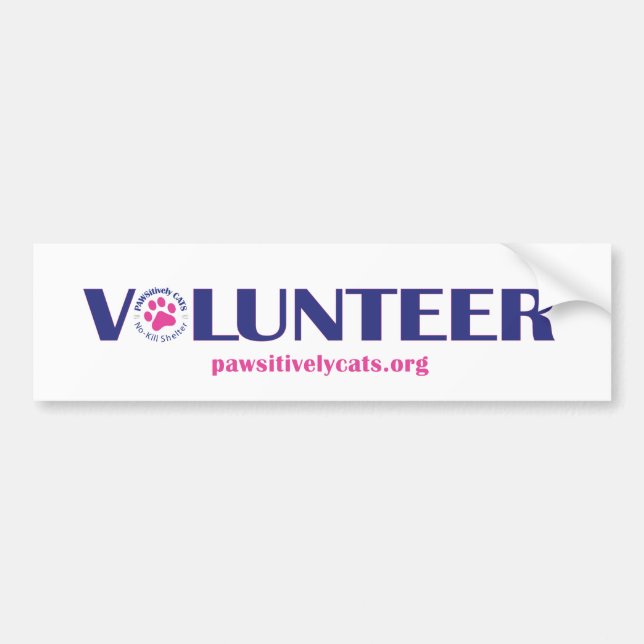 PAWSitively CATS VOLUNTEER Bumpersticker Bumper Sticker (Front)
