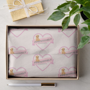 Pawsitively Delicious Grey Soft Cream Pink Heart Tissue Paper