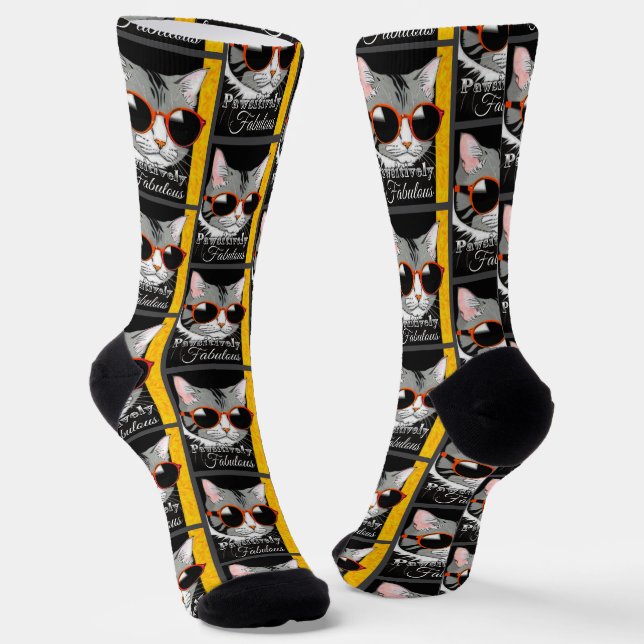 Pawsitively Fabulous Cat Socks (Angled)