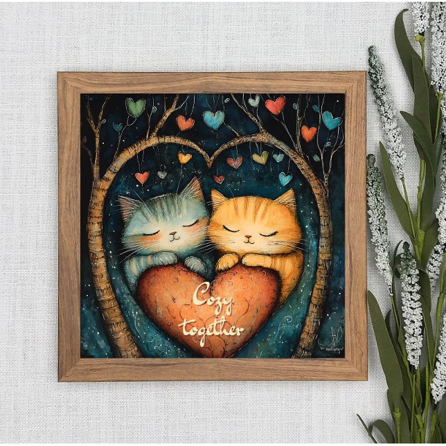 Pawsitively in Love Cozy Together Poster Wall Art  (Creator Uploaded)