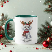 Pawsitively Merry Maltese Dog Christmas Coffee