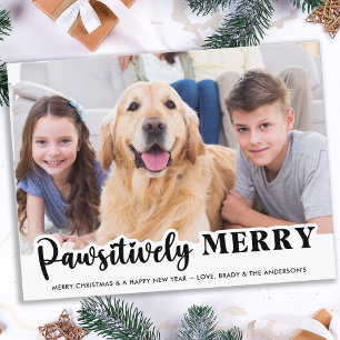 Pawsitively Merry Modern Customized Pet Dog Photo Holiday Postcard
