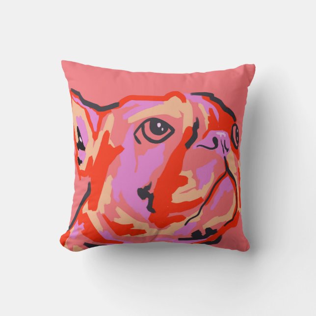 Pawsitively Patched Throw Pillow (Front)