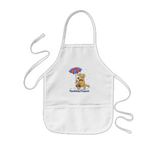 Pawsitively Prepared – Cute Dog with Umbrella Kids Apron