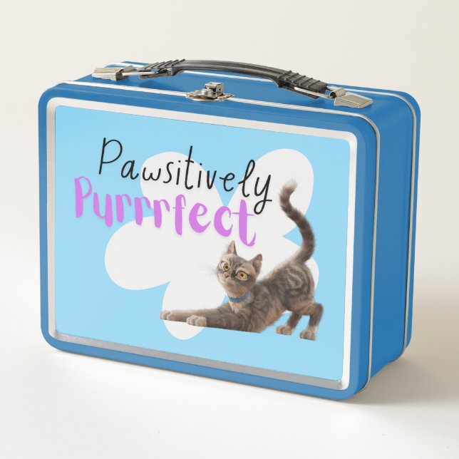 Pawsitively Purrrfect Metal Lunch Box (Front)
