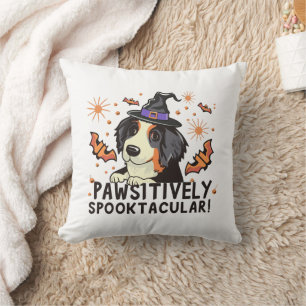 Pawsitively Spooktacular! - Halloween Bernese Dog Throw Pillow