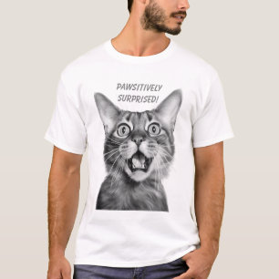 PAWSITIVELY SURPRISED! Funny Crazy Cat T-Shirt