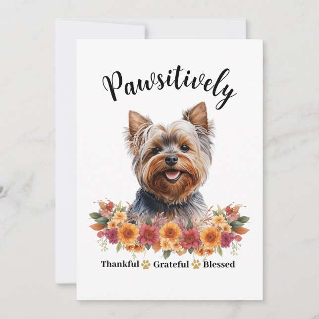 Pawsitively Thankful Grateful Blessed Cute Dog Card (Front)