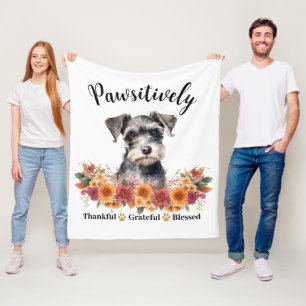 Pawsitively Thankful Grateful Blessed Cute Dog Fleece Blanket