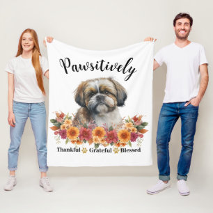 Pawsitively Thankful Grateful Blessed Cute Dog Fleece Blanket