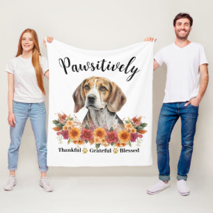 Pawsitively Thankful Grateful Blessed Cute Dog Fleece Blanket