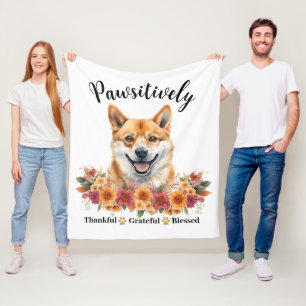 Pawsitively Thankful Grateful Blessed Cute Dog Fleece Blanket
