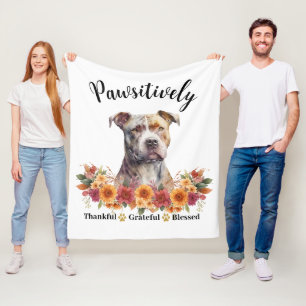 Pawsitively Thankful Grateful Blessed Cute Dog Fleece Blanket