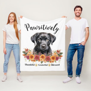Pawsitively Thankful Grateful Blessed Cute Dog Fleece Blanket