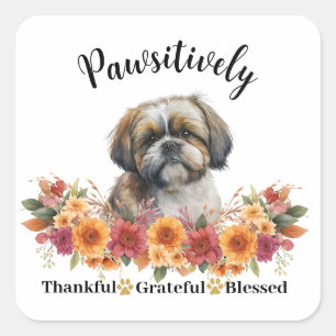 Pawsitively Thankful Grateful Blessed Cute Dog Square Sticker