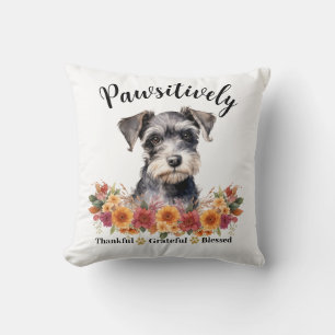 Pawsitively Thankful Grateful Blessed Cute Dog Throw Pillow