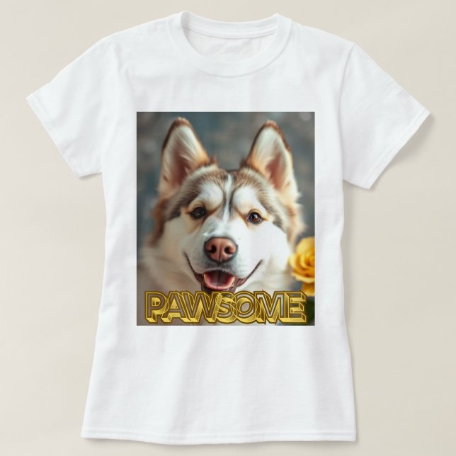  PAWsom! Cute Husky Tee (Design Front)