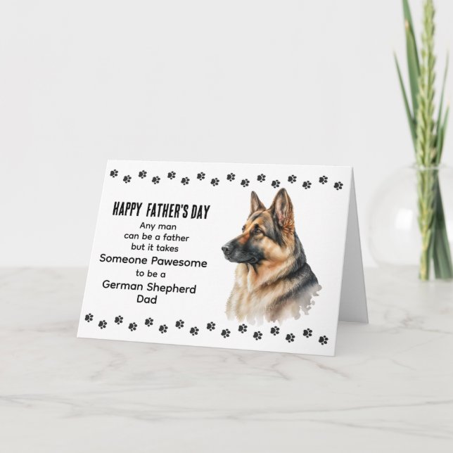 Pawsome Best Dog Dad German Shepherd Father's Day  Holiday Card (Front)