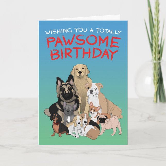 Pawsome Birthday Card, Awesome Card (Front)