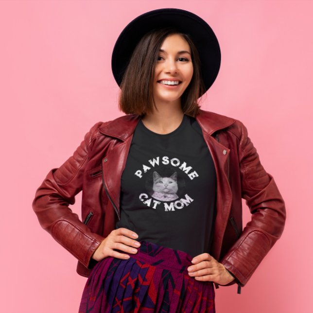 Pawsome Cat Mom - Personalizable Cat Photo T-Shirt (Creator Uploaded)