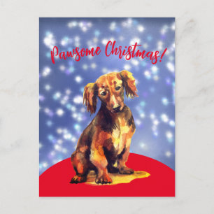 Pawsome christmas with a sausage dog ! Postcard