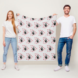 Pawsome Couple Plumeria Heart Valentine Be Mine Fleece Blanket