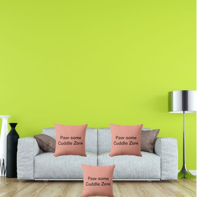 Pawsome Cuddle Zone Cute Cat Personalized  Modern Throw Pillow (Creator Uploaded)